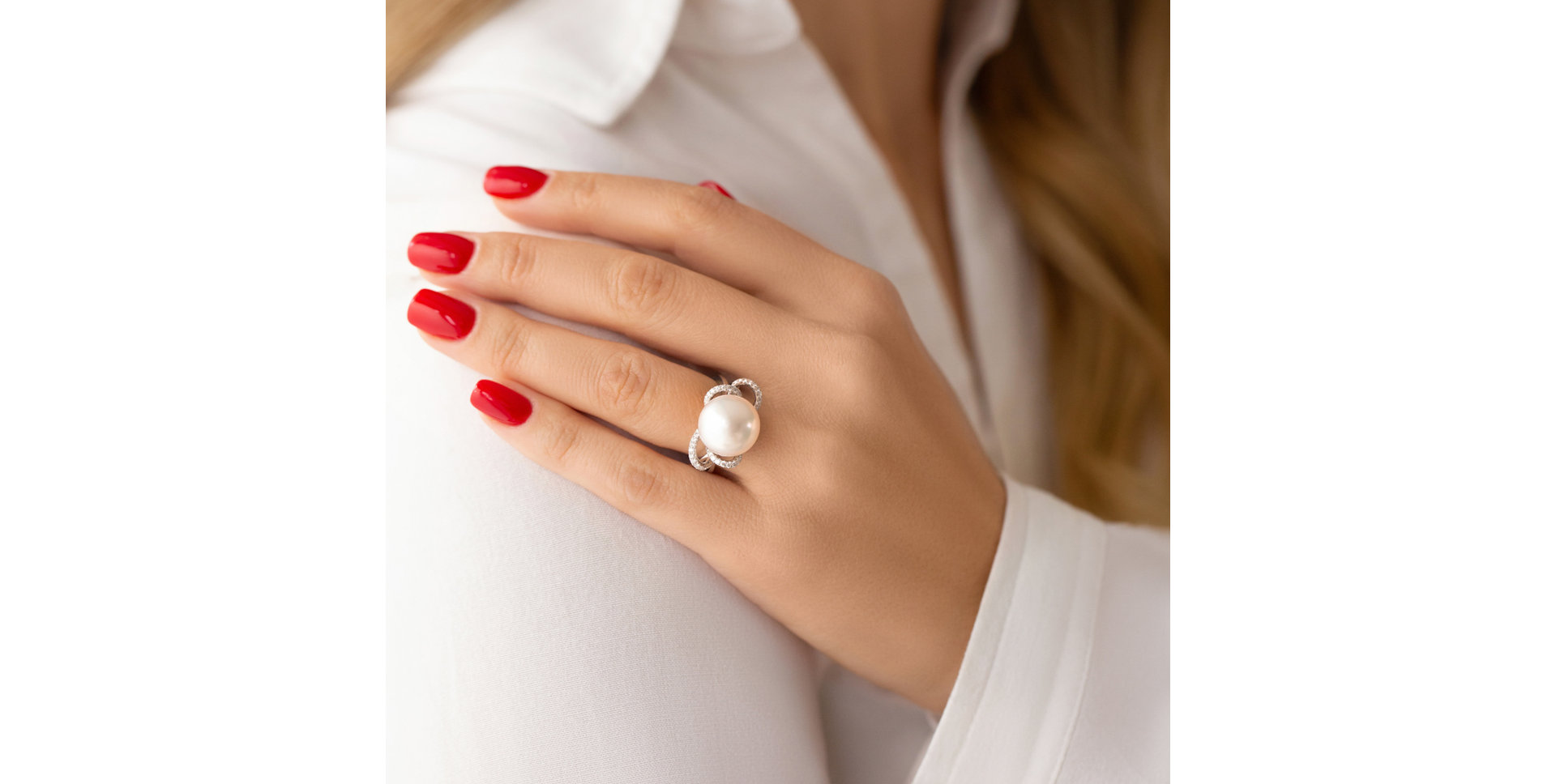 Prsten s perlou a diamanty Passepied