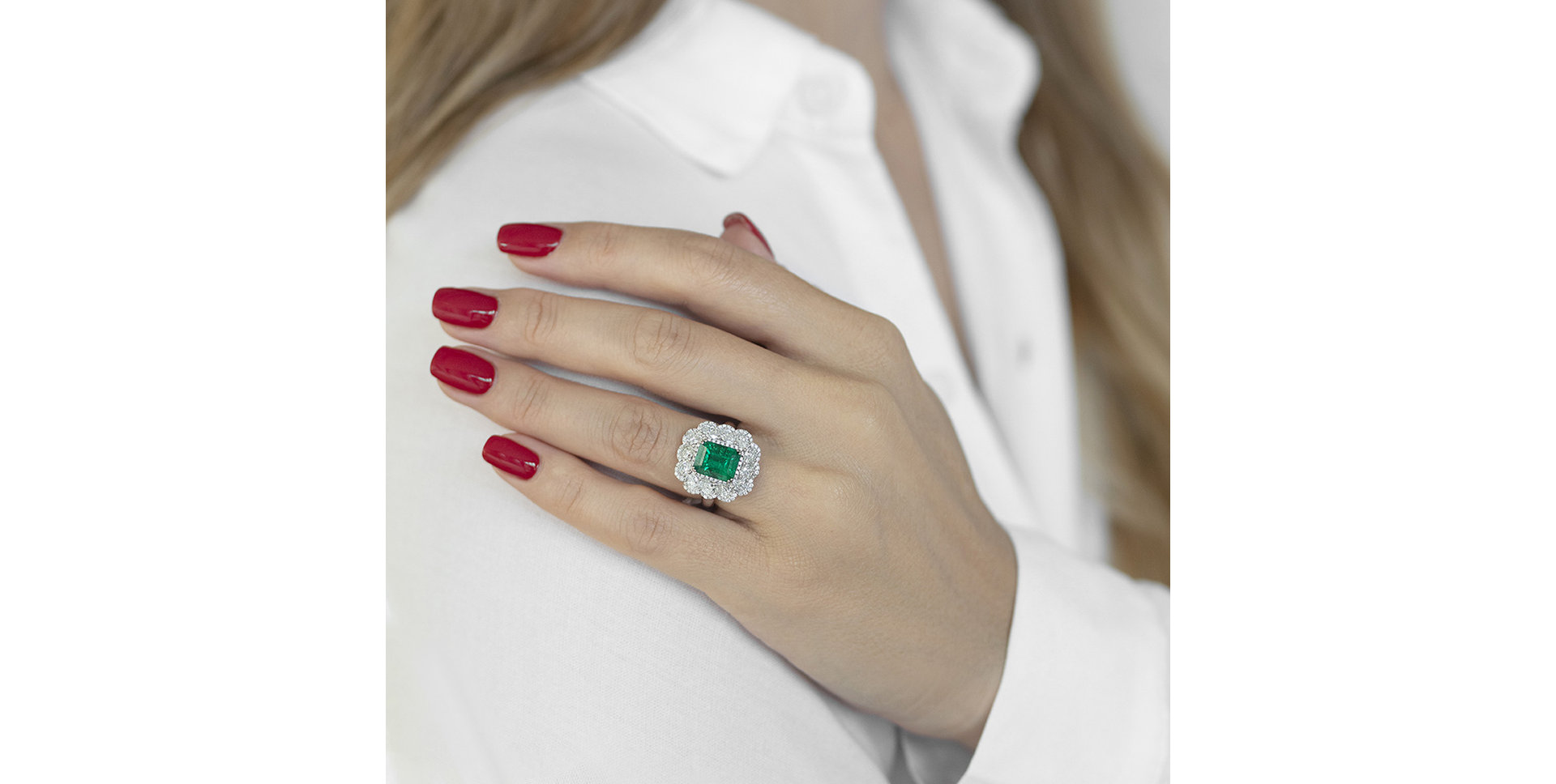 Prsten se smaragdem a diamanty Frozen Aurora