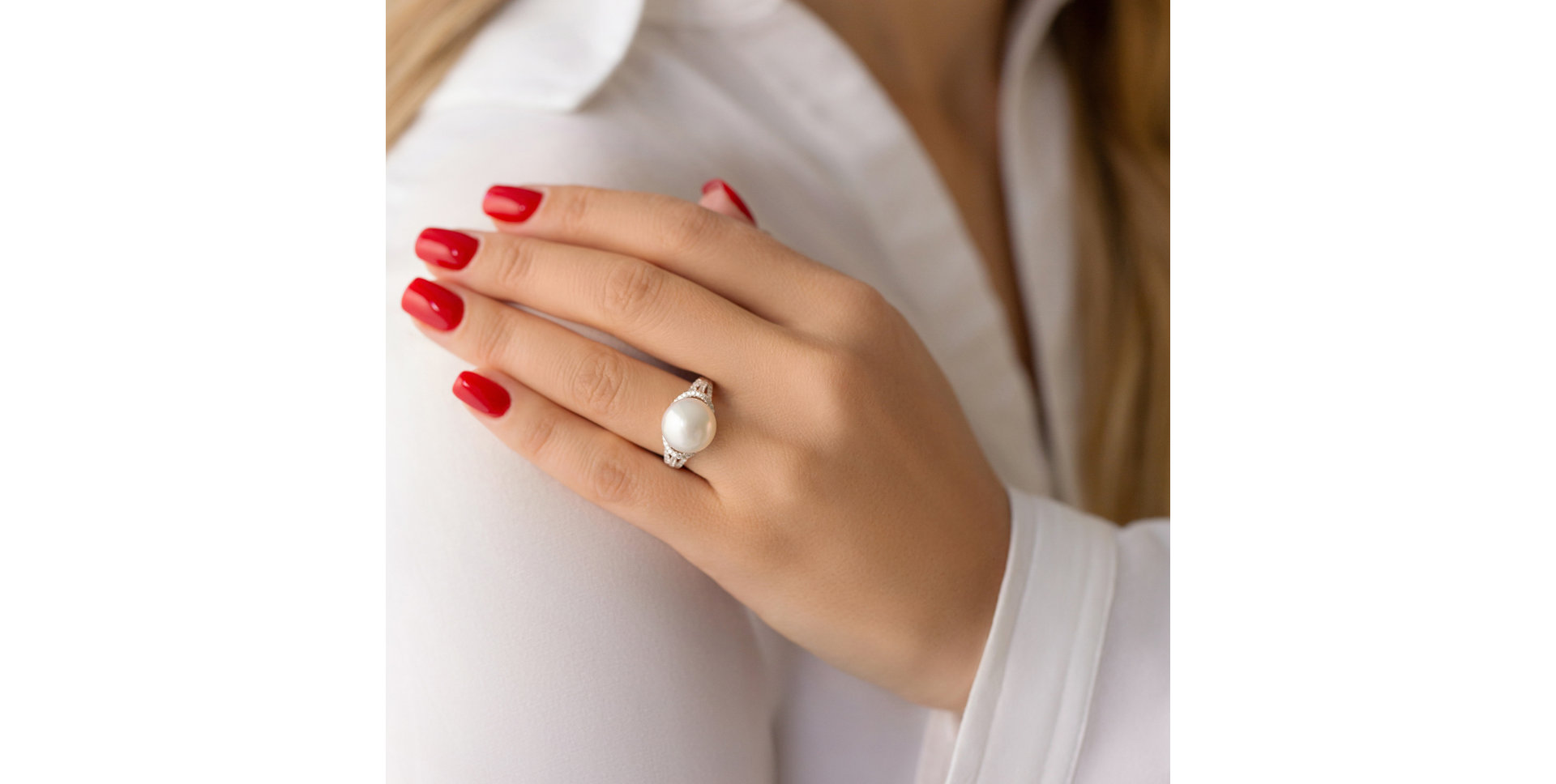 Prsten s perlou a diamanty Sublime Reef