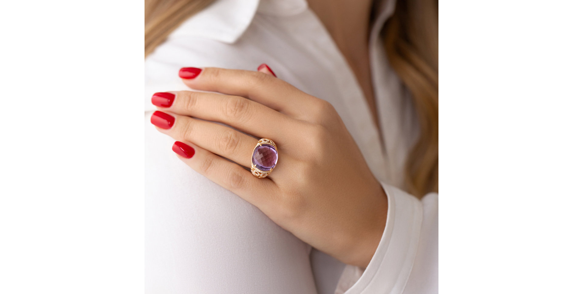 Prsten s ametystem a diamanty Divine Nobility