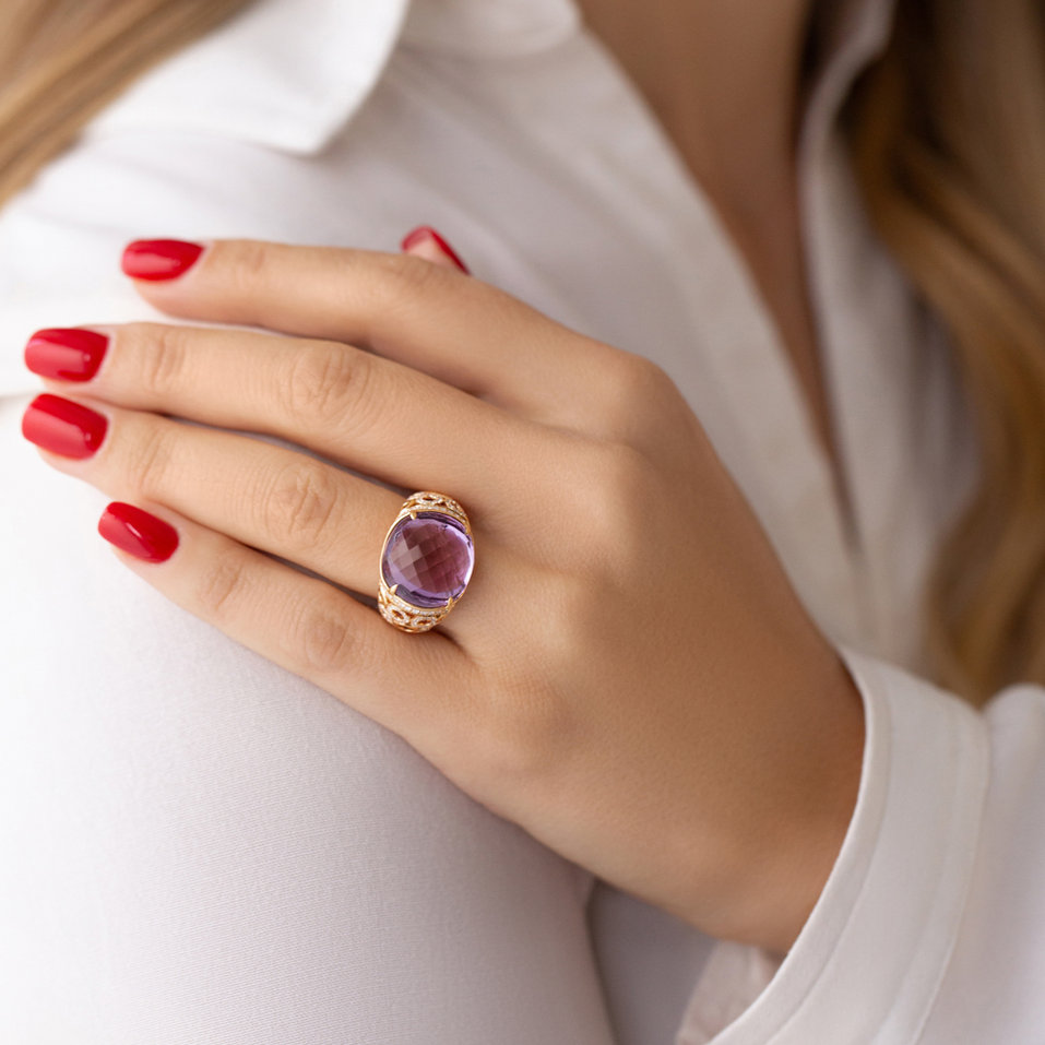 Prsten s ametystem a diamanty Divine Nobility