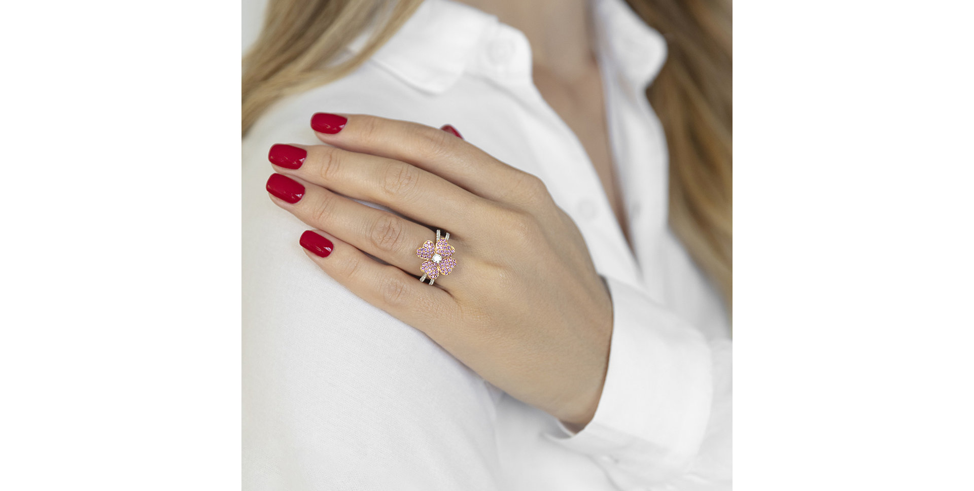 Prsten s diamanty a safíry Felicitas