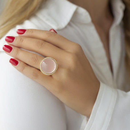 Prsten s růženínem a diamanty Freccia