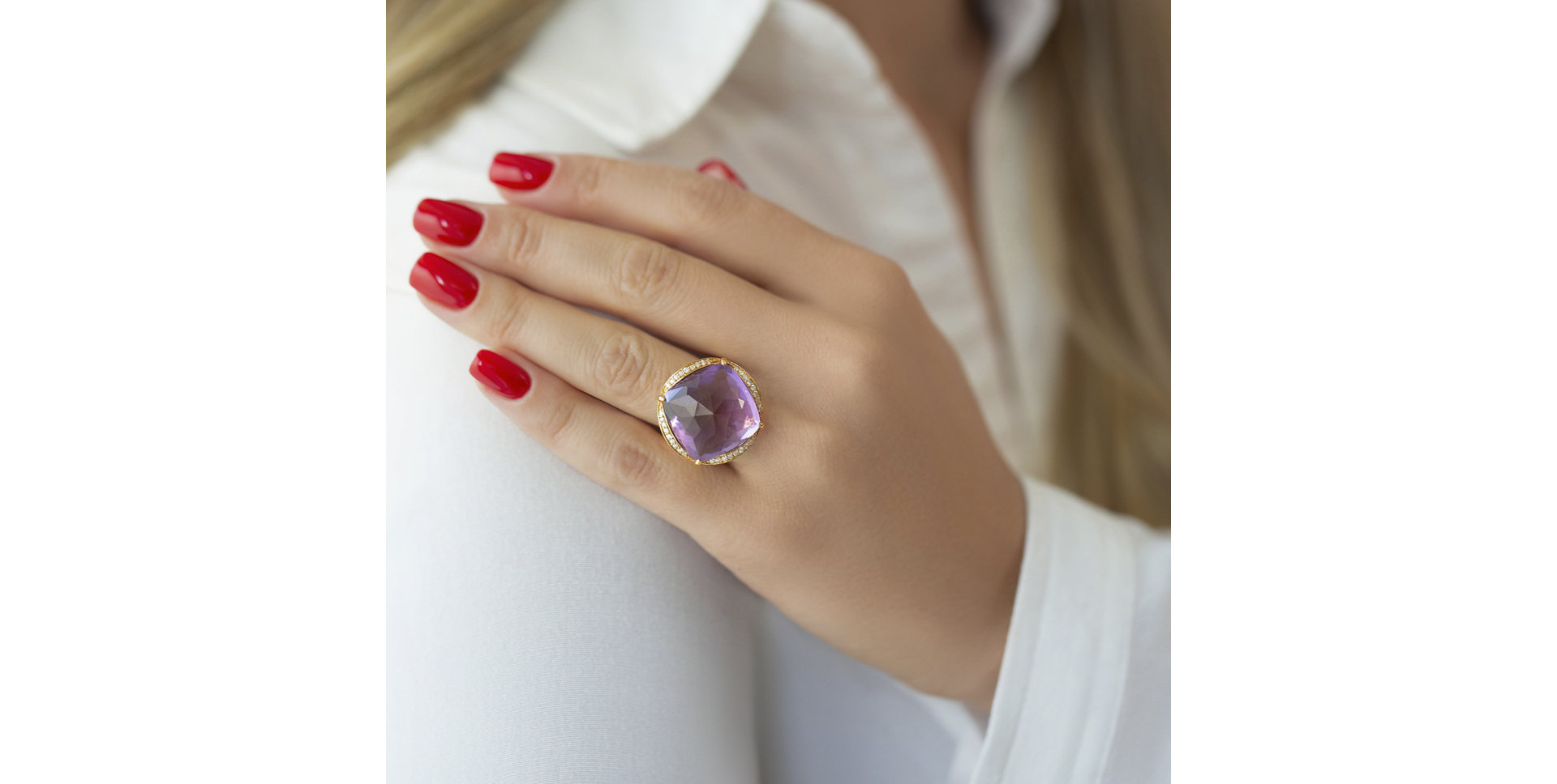 Prsten s ametystem a diamanty The Night Abyss