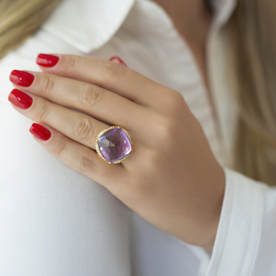 Prsten s ametystem a diamanty The Night Abyss