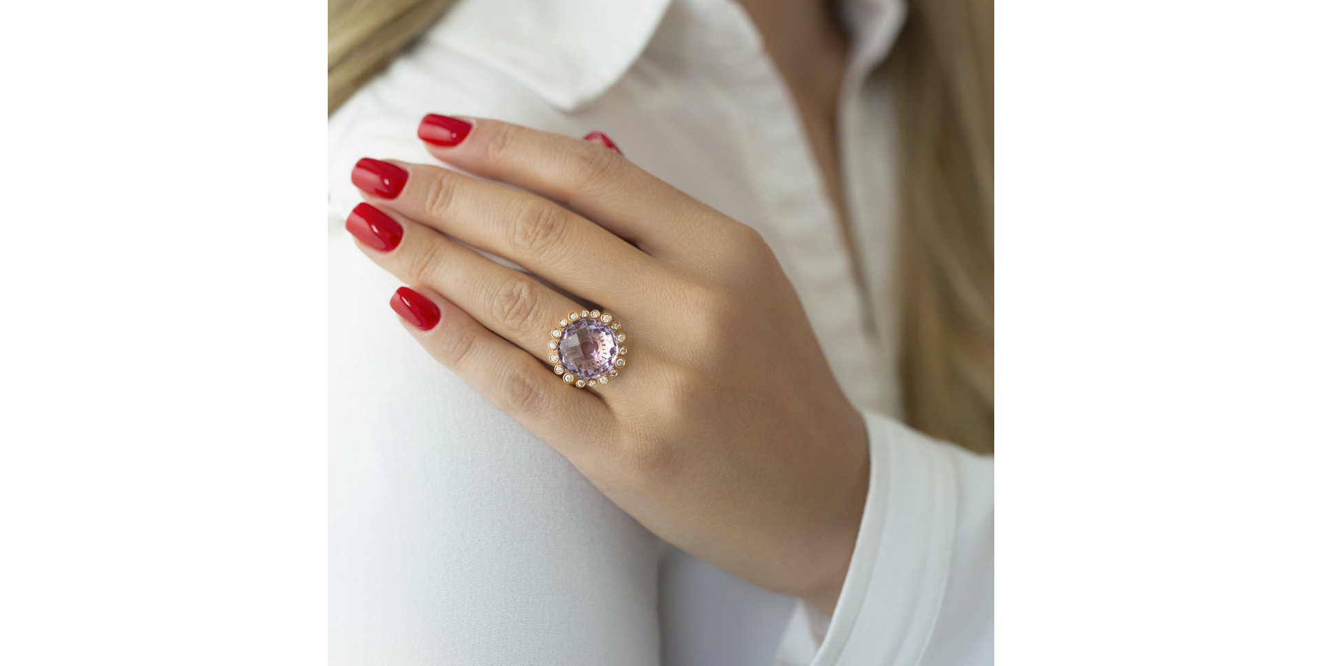 Prsten s ametystem a diamanty Mina