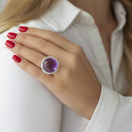 Prsten s ametystem a diamanty Freccia