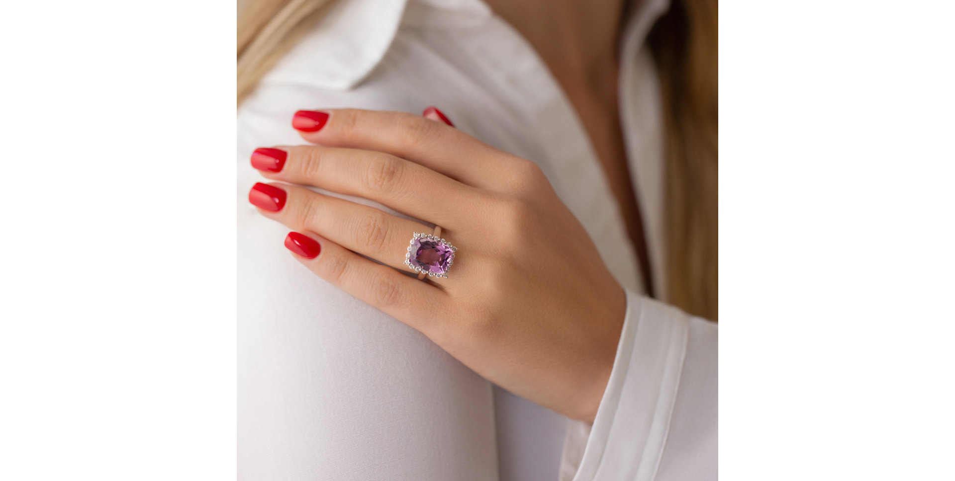 Prsten s ametystem a diamanty Justin