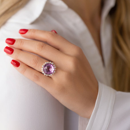 Prsten s amestystem a diamanty Mina