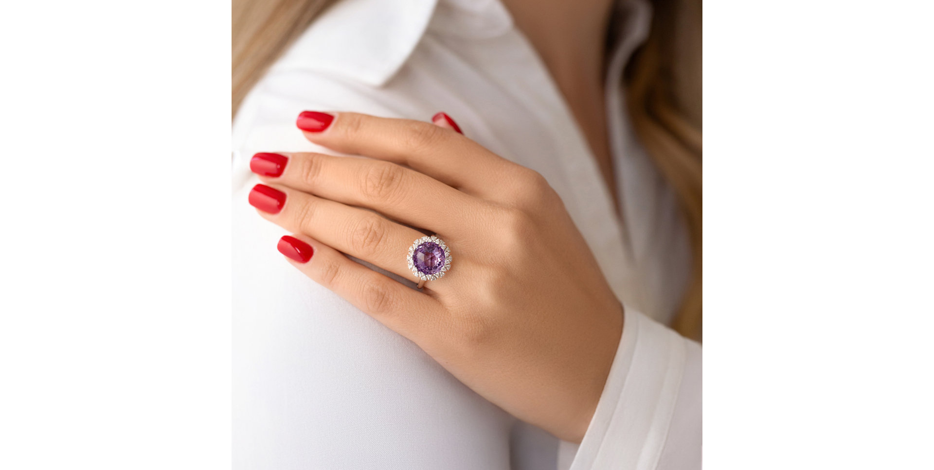 Prsten s ametystem a diamanty Pavia