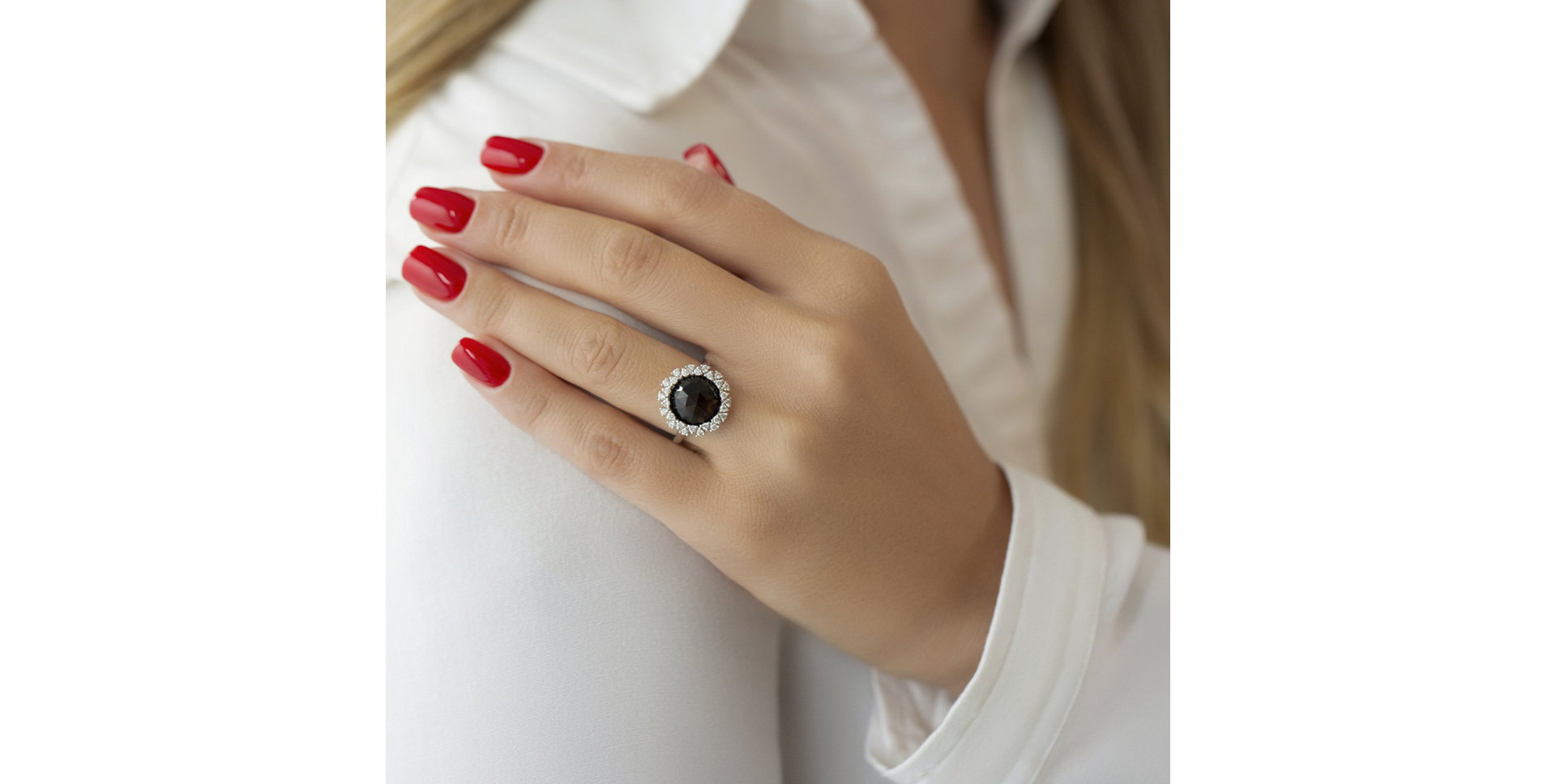 Prsten s quartzem diamanty Pavia