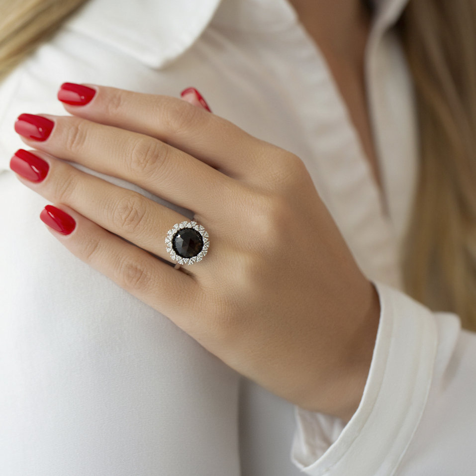 Prsten s quartzem diamanty Pavia