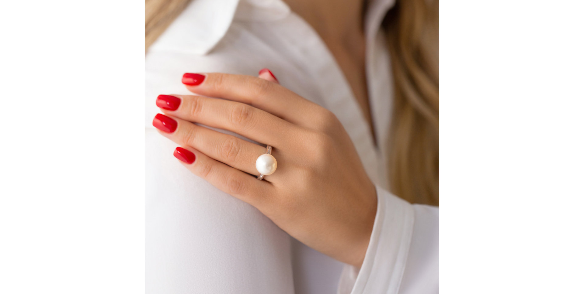 Prsten s perlou a diamanty Sea Grace