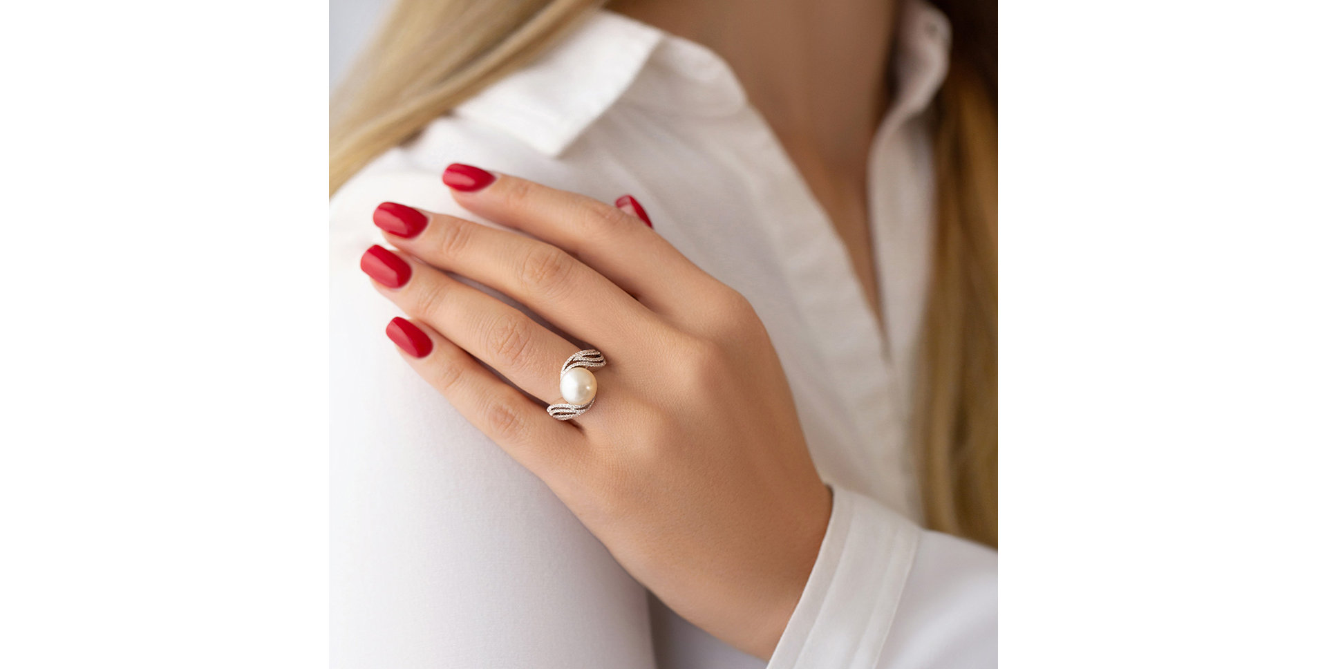 Prsten s perlou a diamanty Magic Ocean