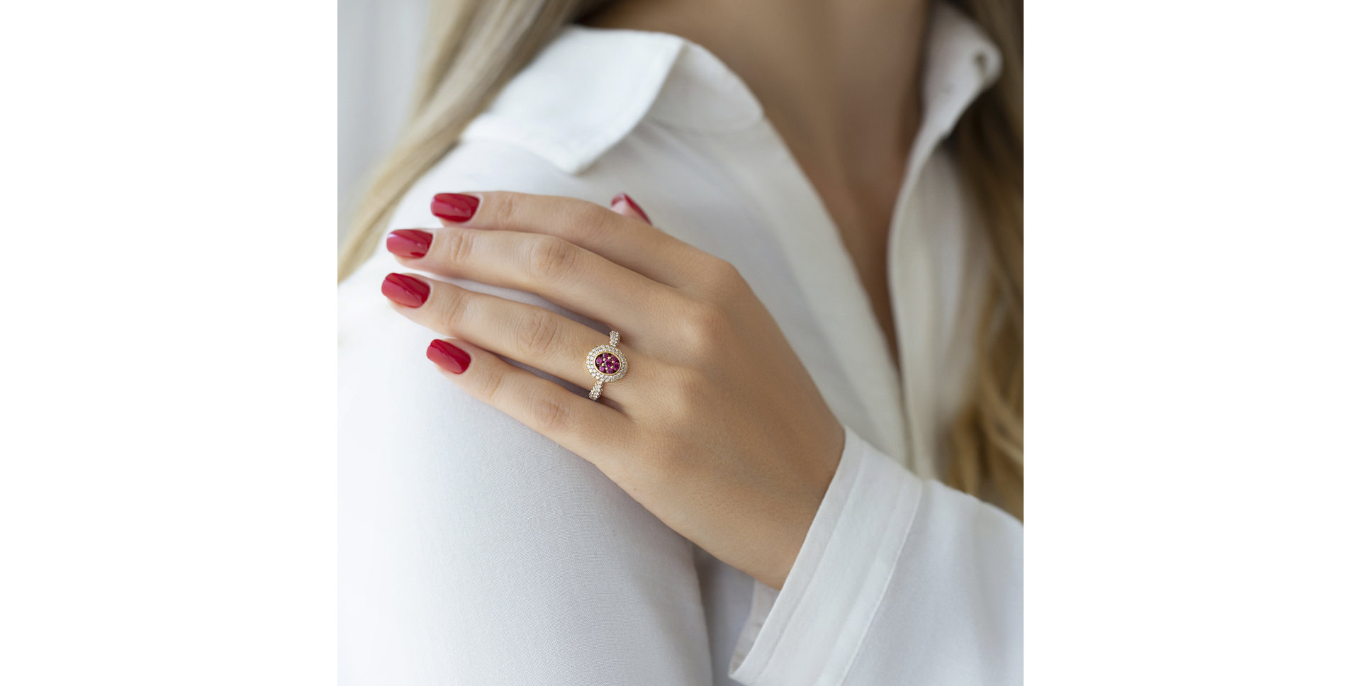 Prsten s rubíny a diamanty Leighton