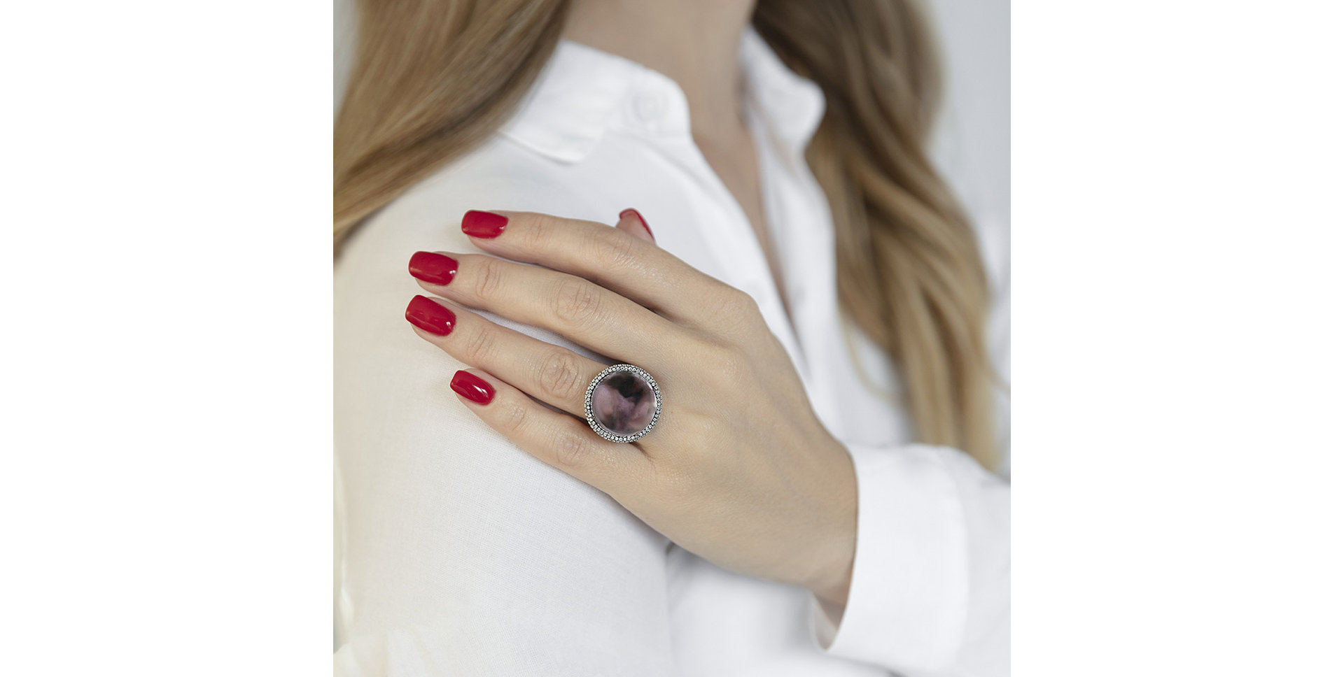 Prsten s ametystem a diamanty Charline