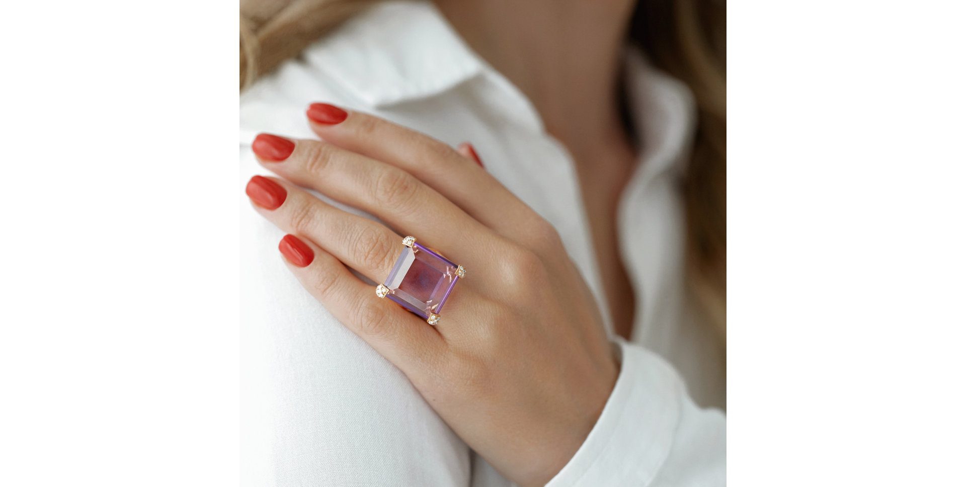 Prsten s ametystem a diamanty Anais