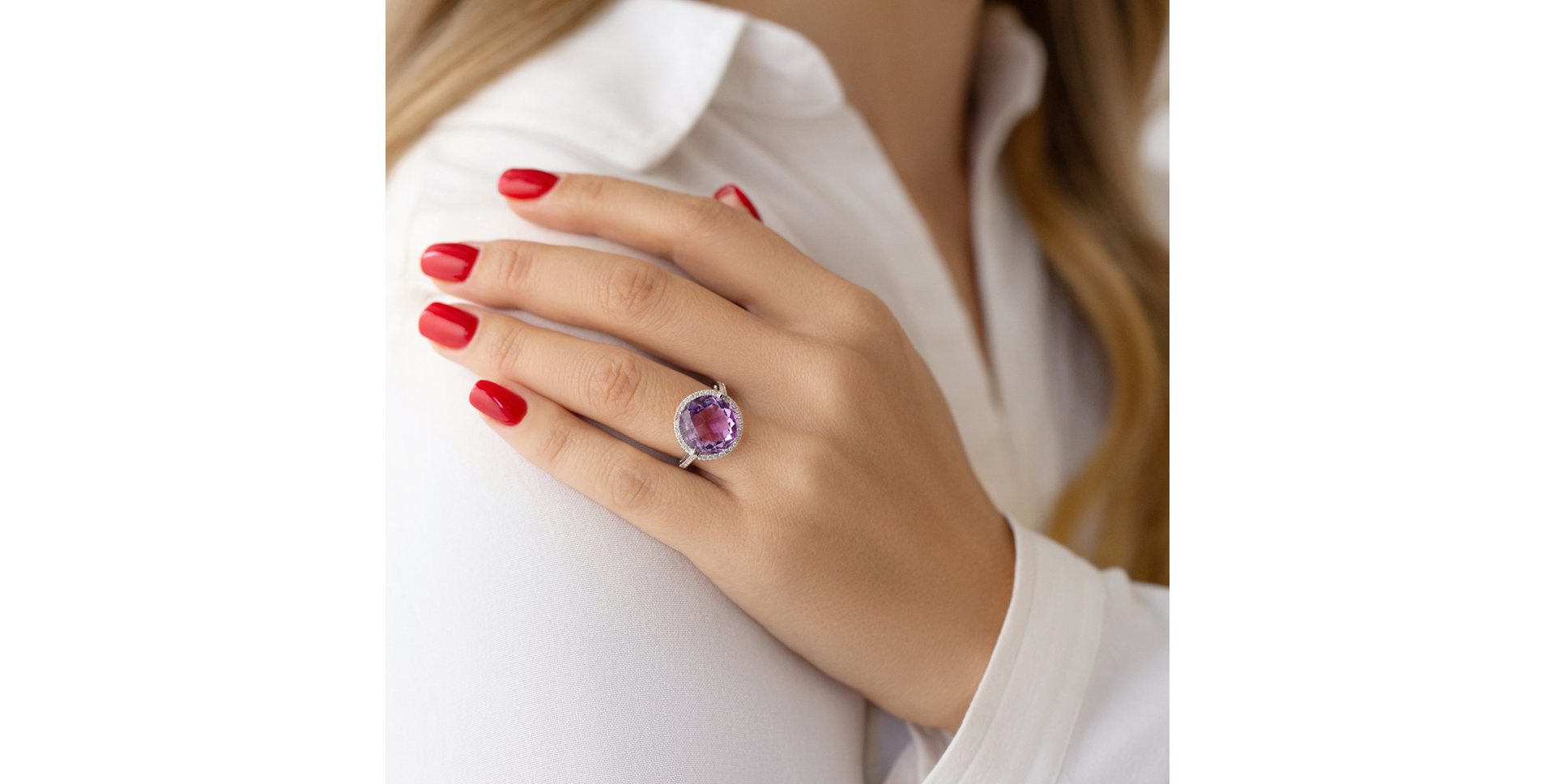 Prsten s ametystem a diamanty Epifania