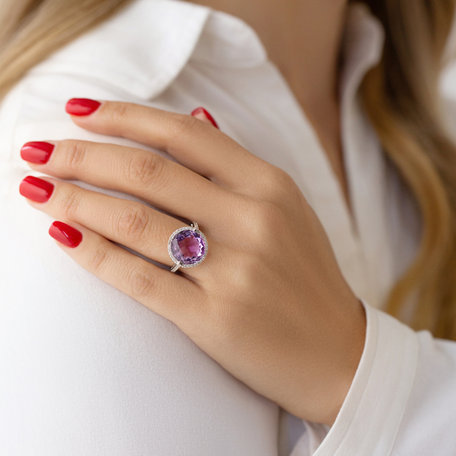 Prsten s ametystem a diamanty Epifania