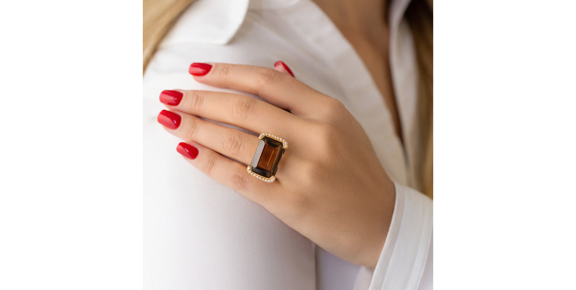 Prsten s quartzem diamanty Enticing Glamor