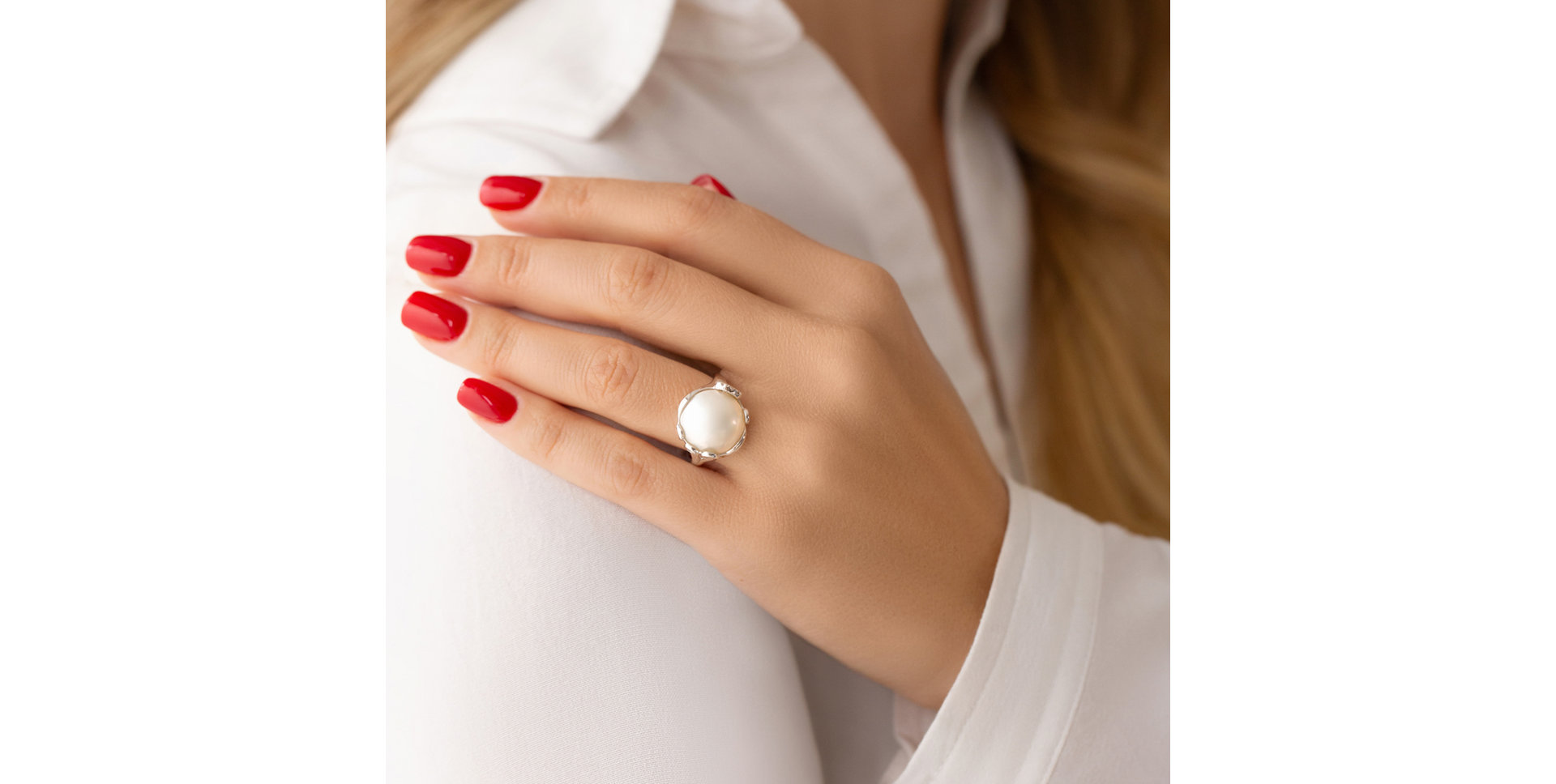 Prsten s perlou a diamanty Enchanted Pacific