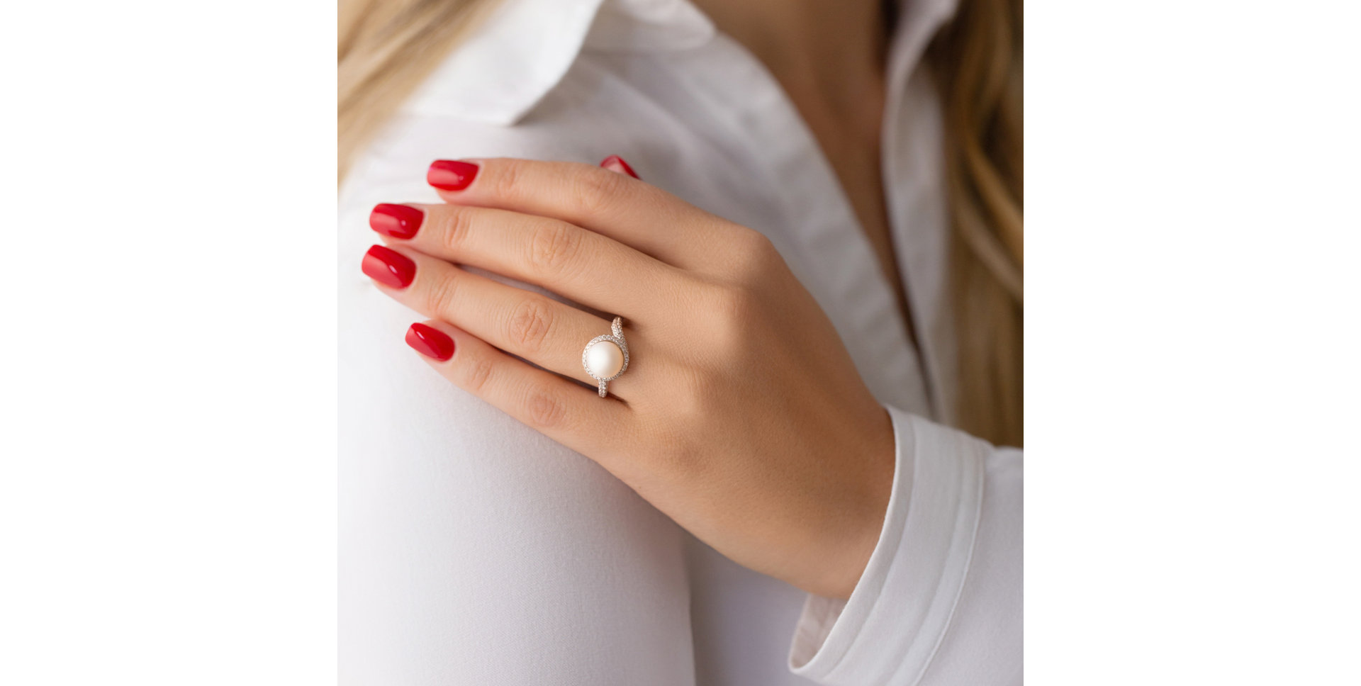 Prsten s perlou a diamanty Marine