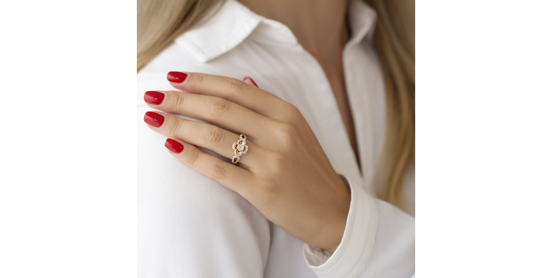 Prsten s diamanty Sunny Flower