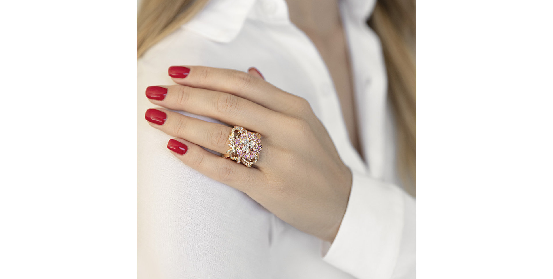 Prsten s diamanty a safíry Fairy Garden