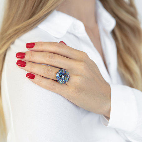 Prsten s diamanty a safíry Blue Jasmin