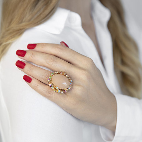Prsten s měsíčním kamenem, diamanty a drahokamy Mackay