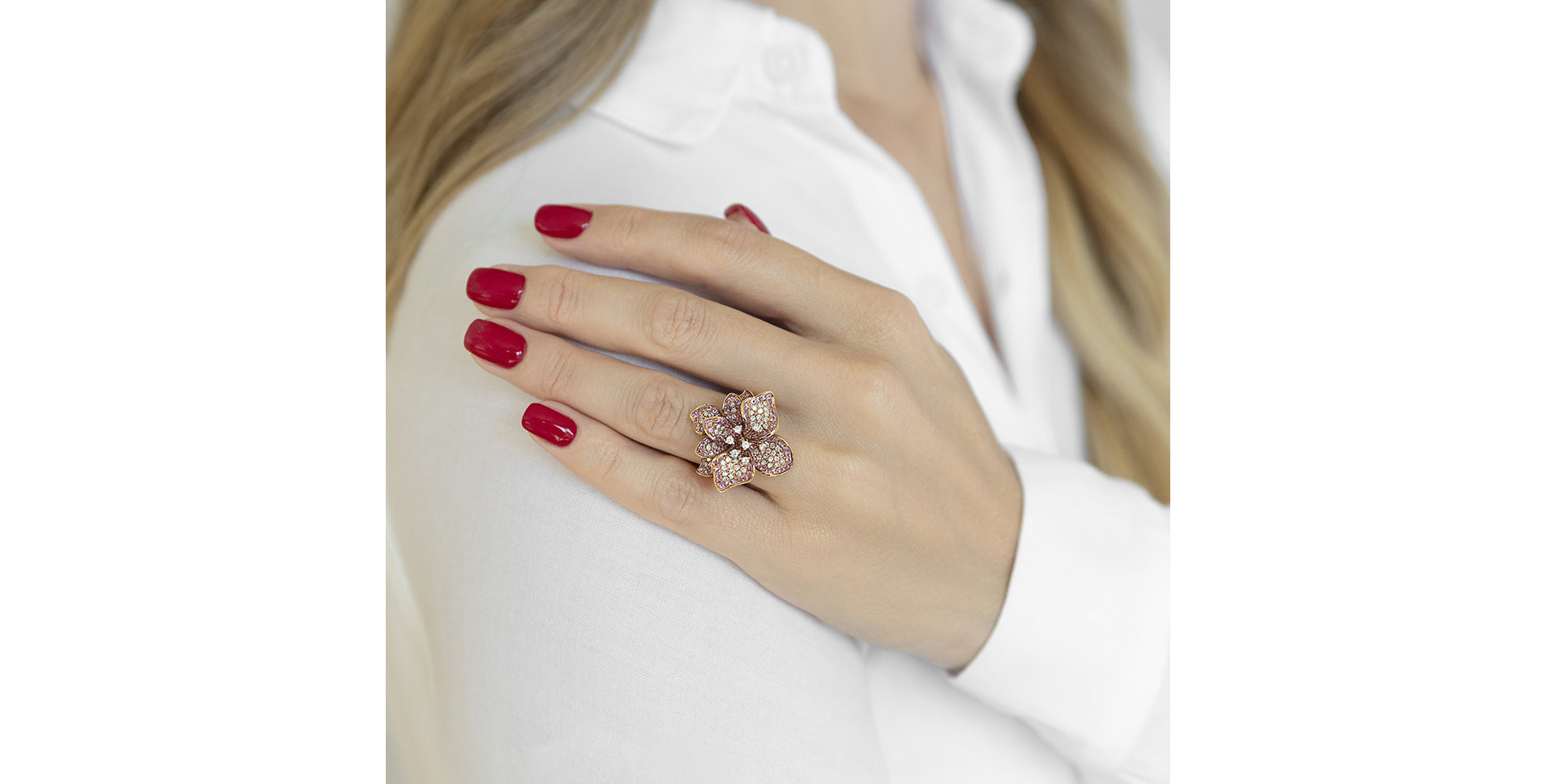 Prsten s diamanty a safíry Miracle Bloom