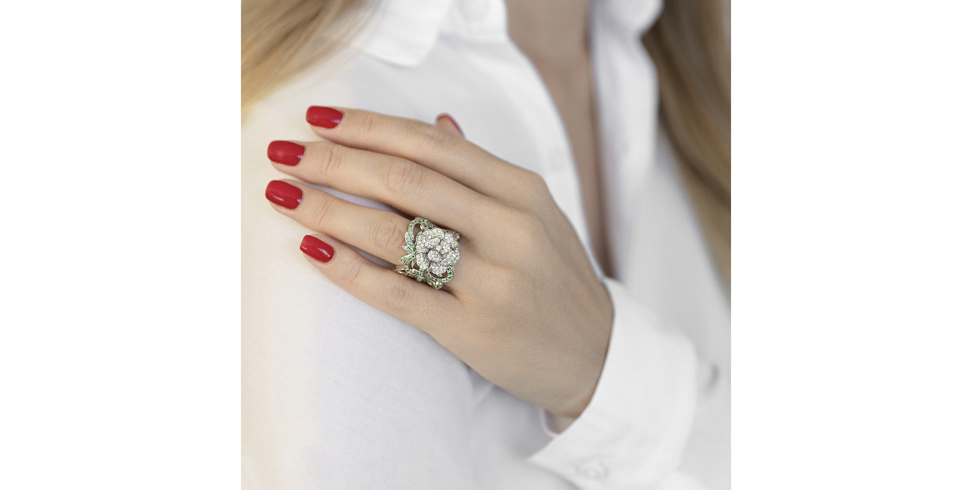 Prsten s diamanty a granáty Fairy Garden