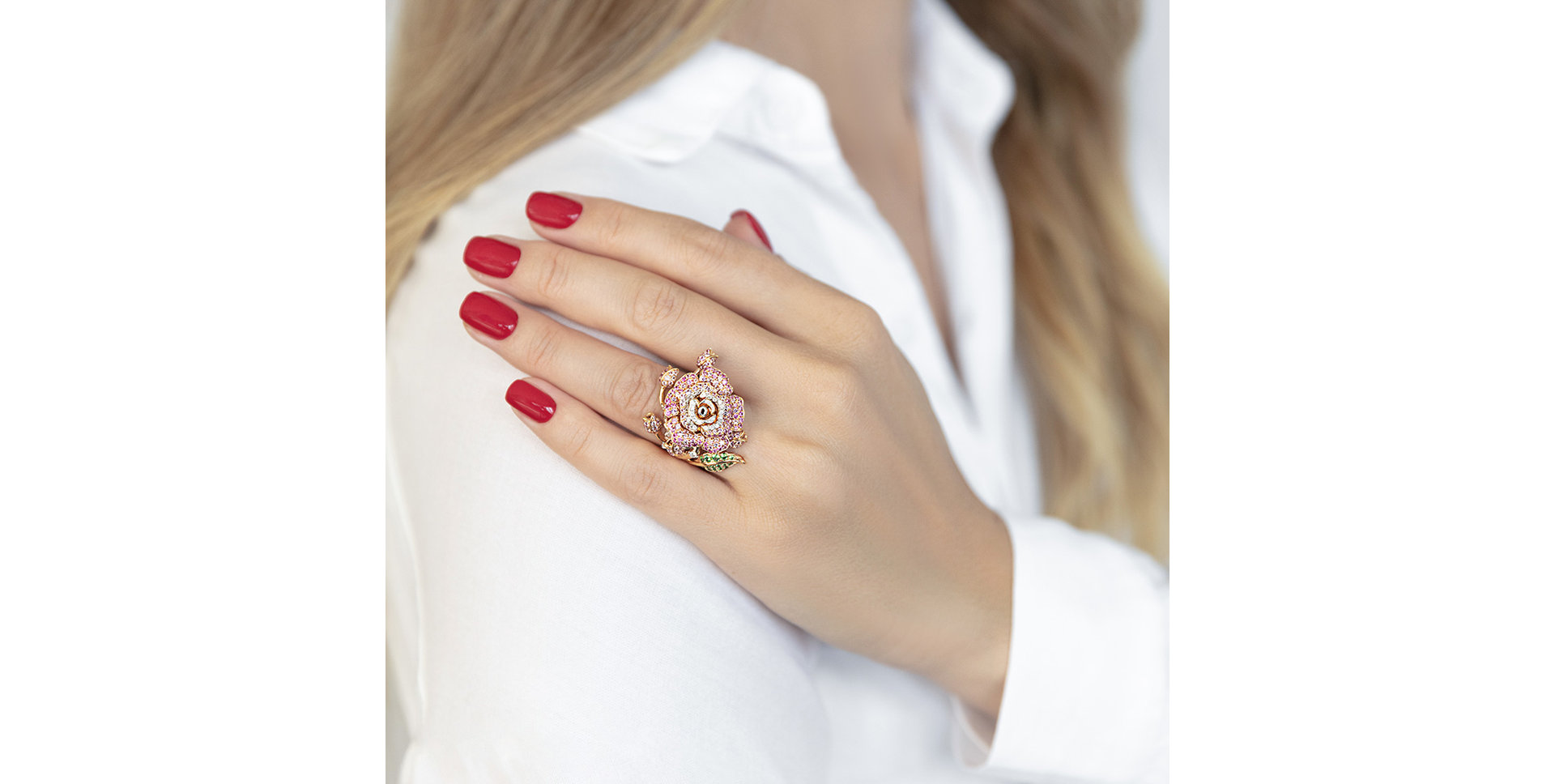 Prsten s diamanty, safíry a granáty Florinda