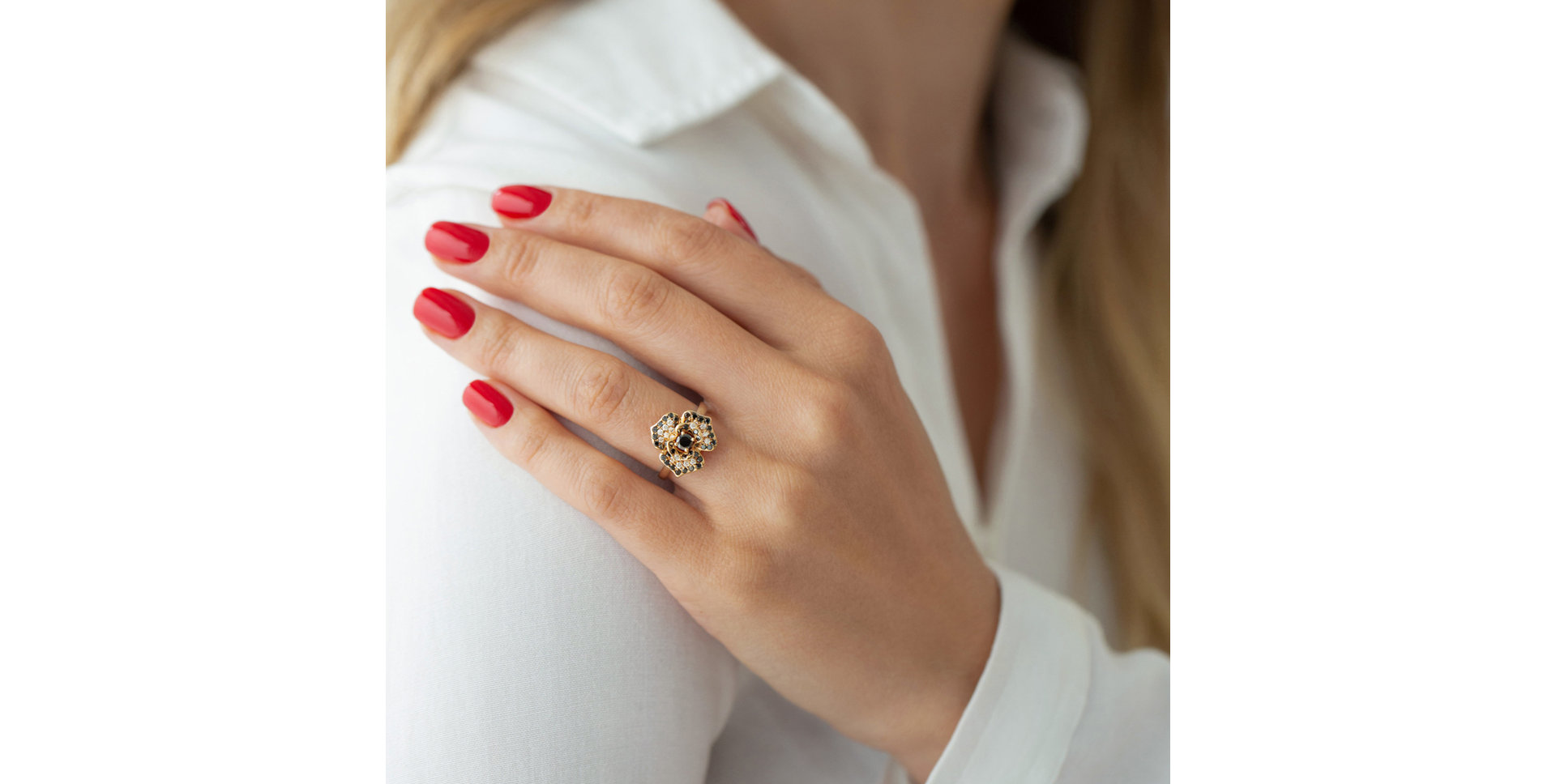 Prsten s černými diamanty Moonlight Orchid