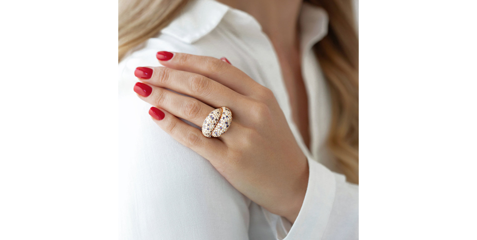 Prsten s diamanty a safíry Poetic Kingdom