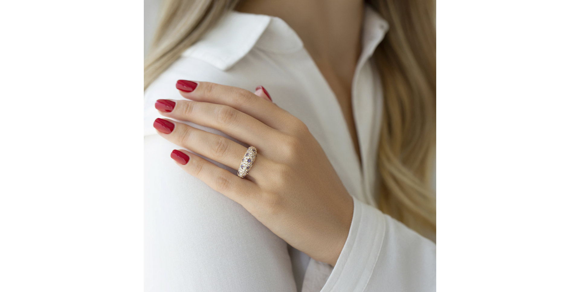 Prsten s diamanty a safíry Adeline