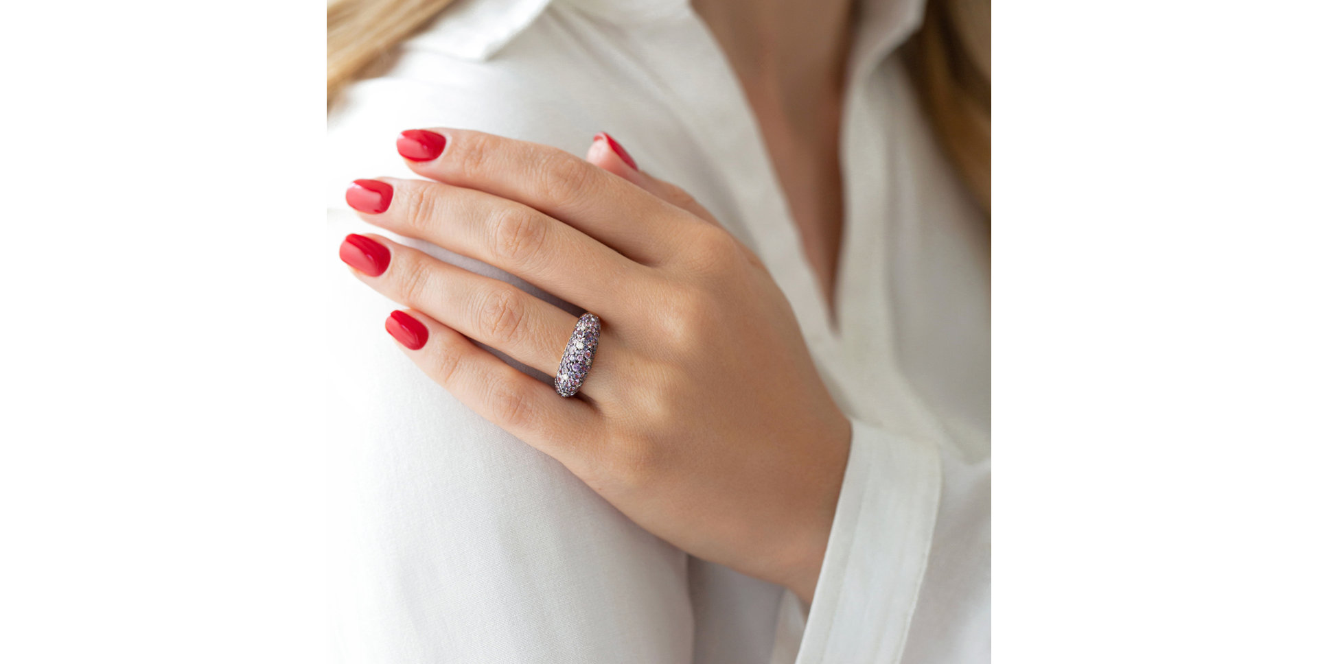 Prsten s diamanty a safíry Adeline