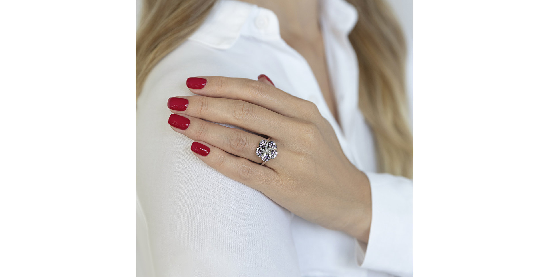 Prsten s diamanty a safíry Poetic Orchid