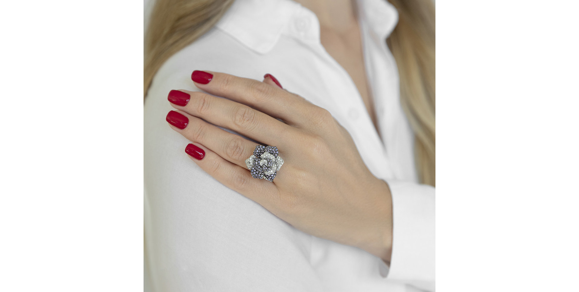 Prsten s diamanty a safíry Magnolia Glory