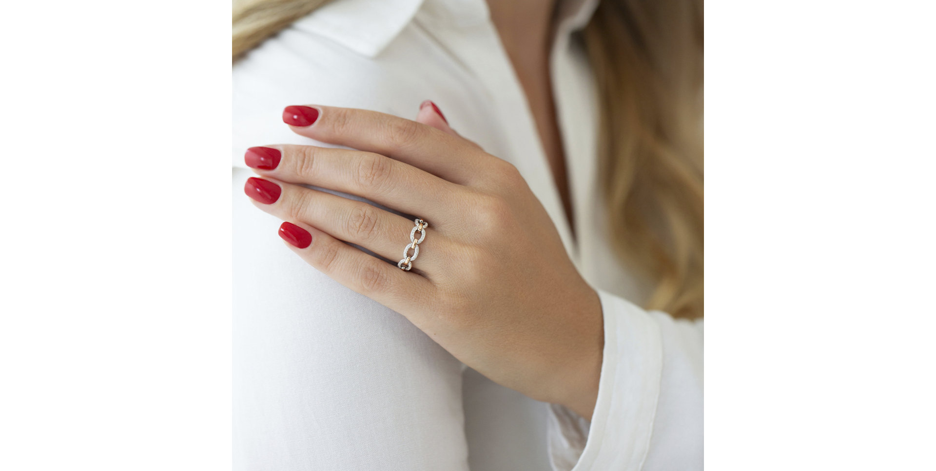 Prsten s diamanty Glossy Chain