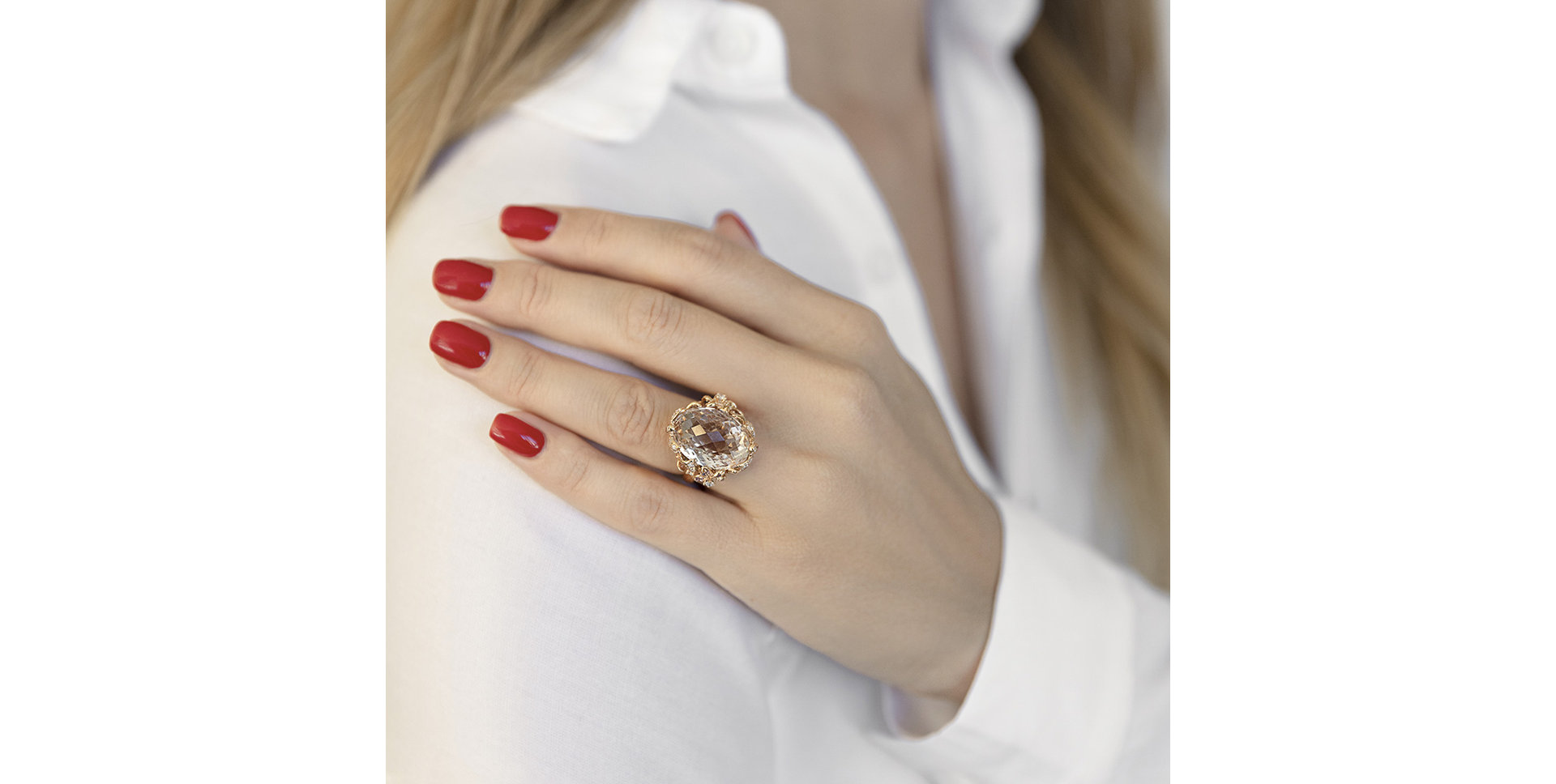 Prsten s diamanty, safíry, granáty a morganitem Princess Treasure