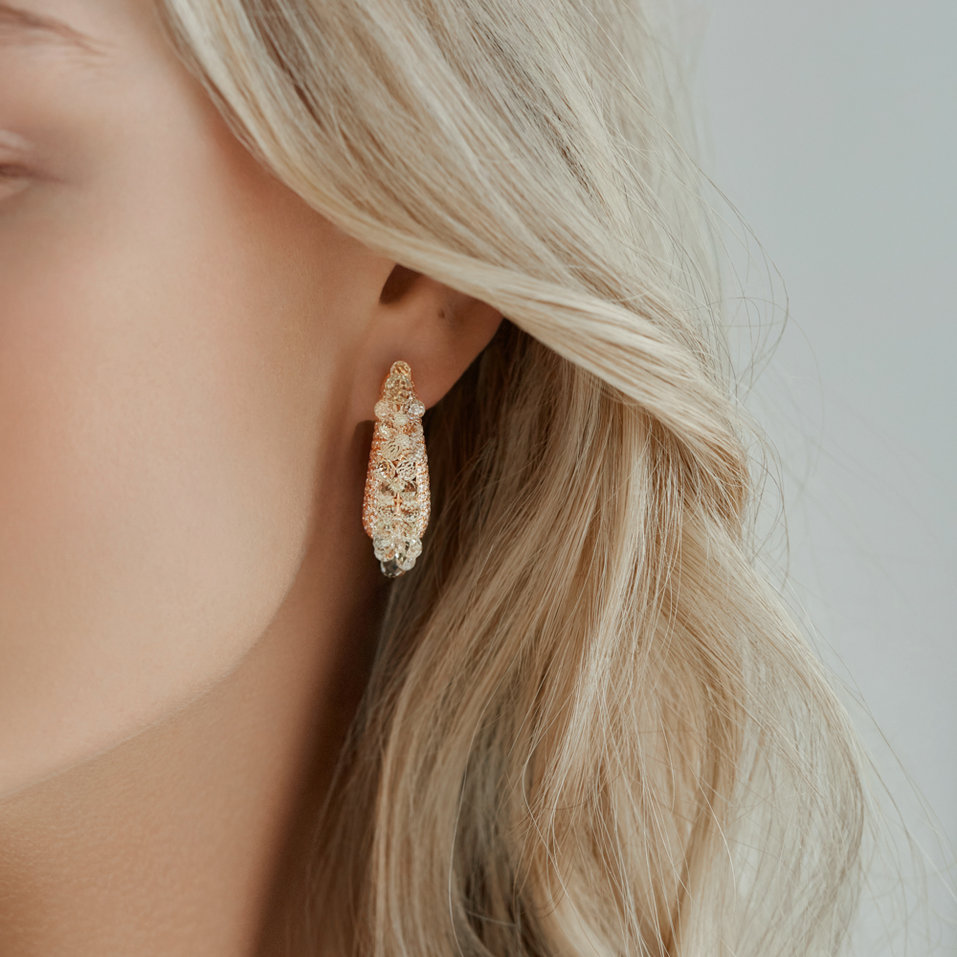 Náušnice s diamanty a ametystem Galaxy Drops