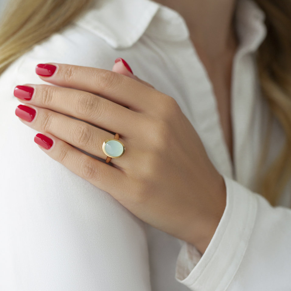 Prsten s Crystal a perletí Stylish Goth