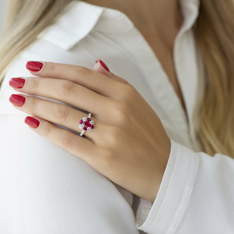 Prsten s diamanty a rubíny Elaze