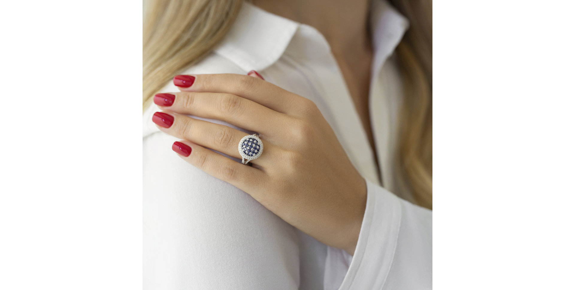 Prsten s diamanty a safíry Célestine