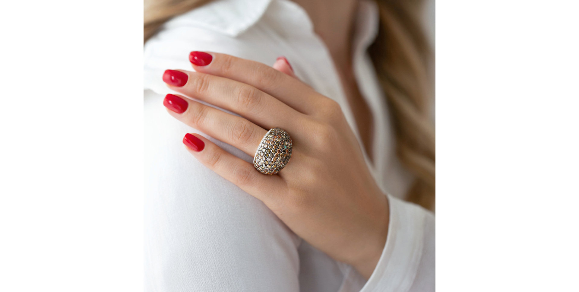 Prsten s bílými a hnědými diamanty Diamond Heaven