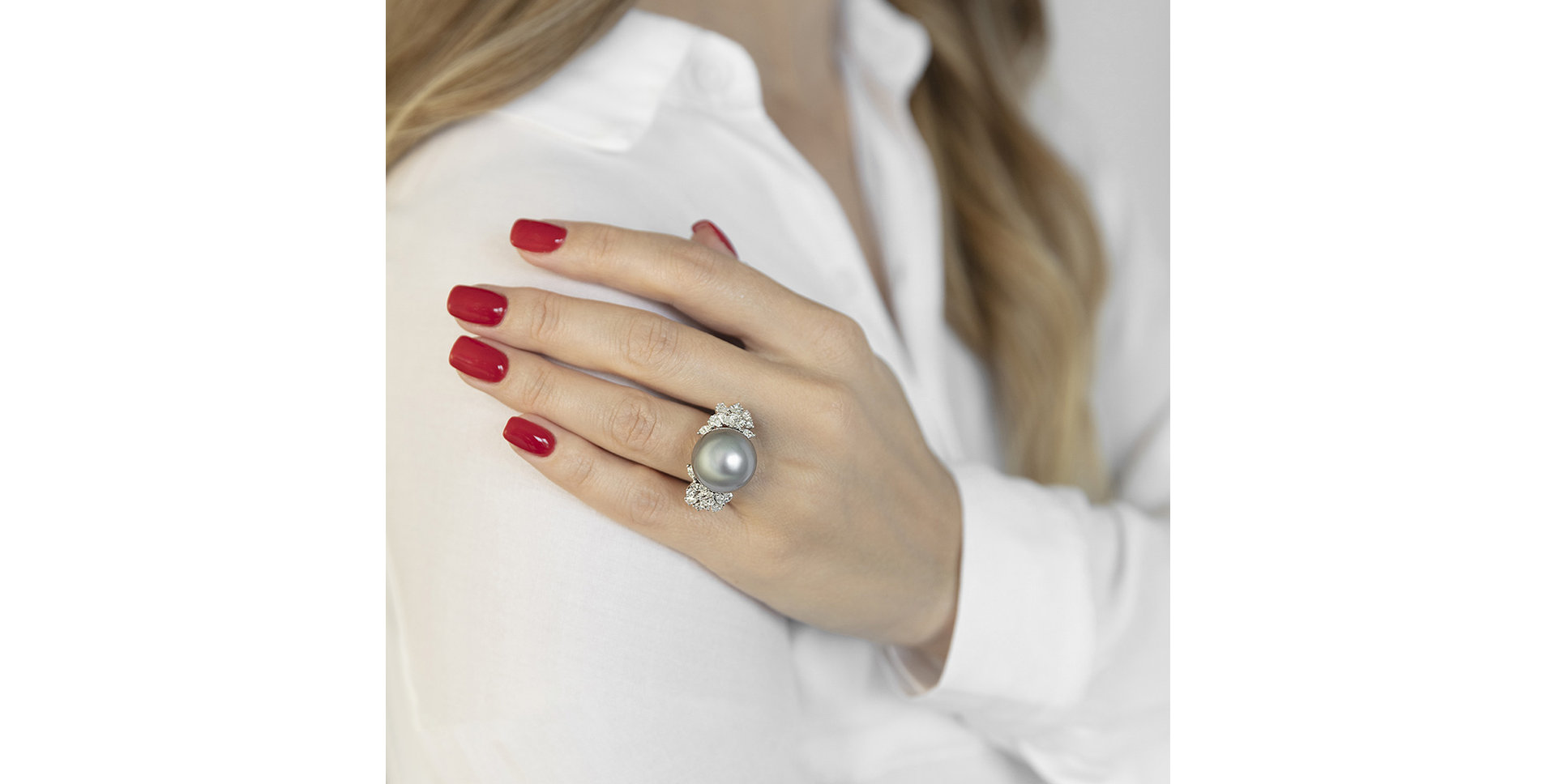 Prsten s perlou a diamanty Blue Miracle