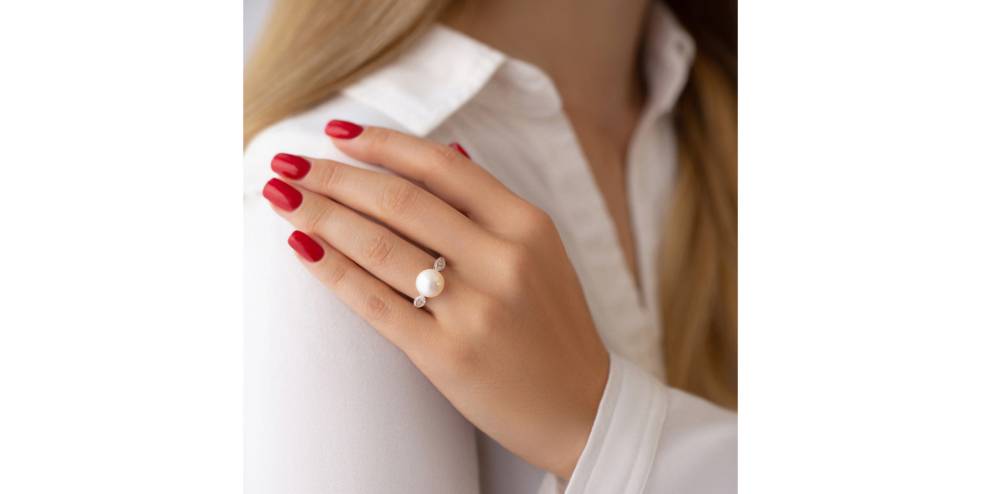 Prsten s perlou a diamanty Poseidón Hope