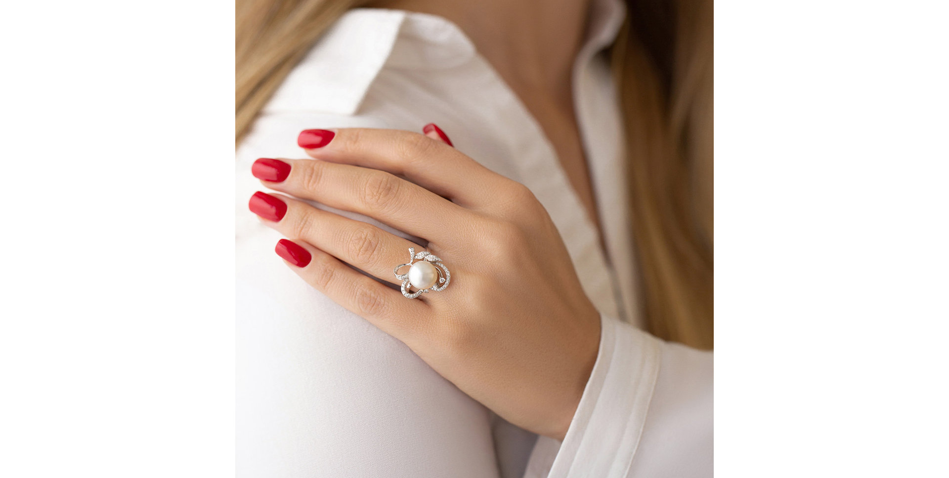 Prsten s perlou a diamanty Pearl Madame