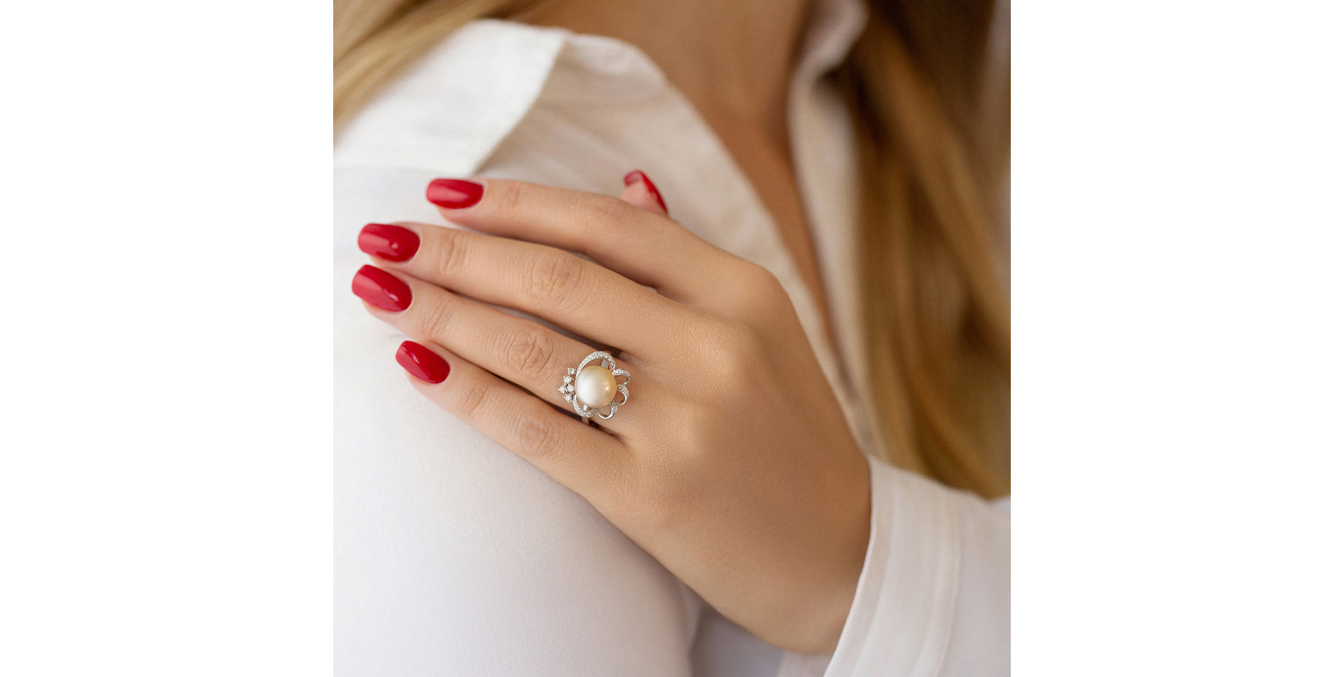 Prsten s perlou a diamanty Pearl Countess